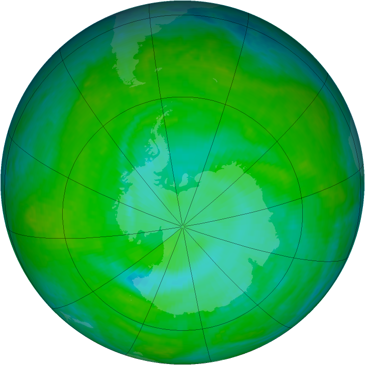 Antarctic ozone map for 12 December 2003